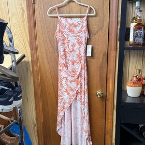 No Boundaries Orange and White High Low Dress